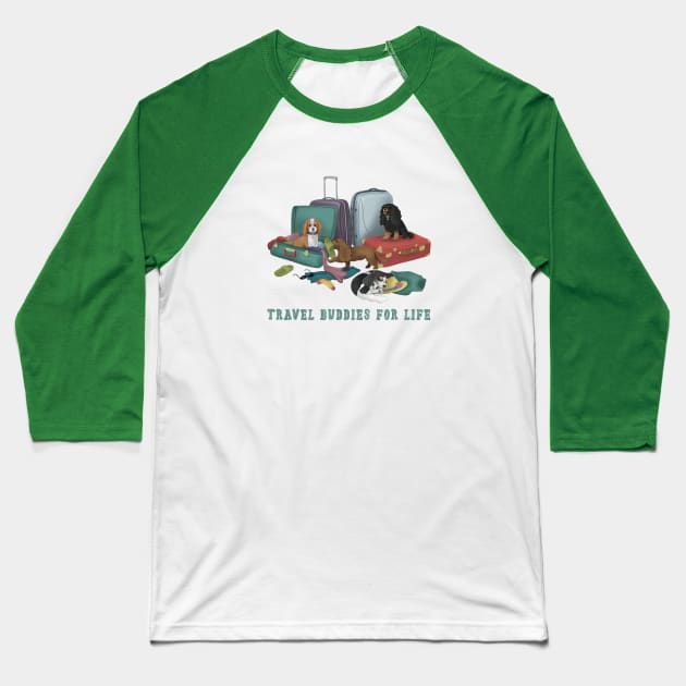 Cavalier King Charles Spaniel Travel Design Baseball T-Shirt by Cavalier Gifts